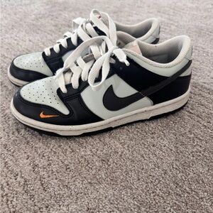 Nike Dunk Low Kids Black, White, and Orange Sneakers